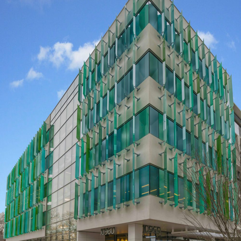Contemporary architecture with green panels