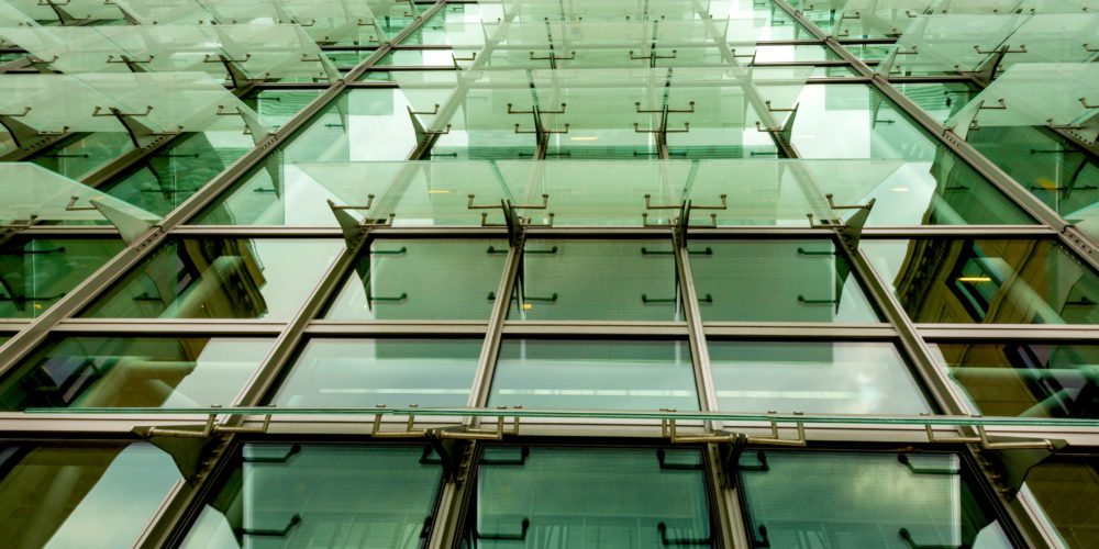 Modern glass building facade