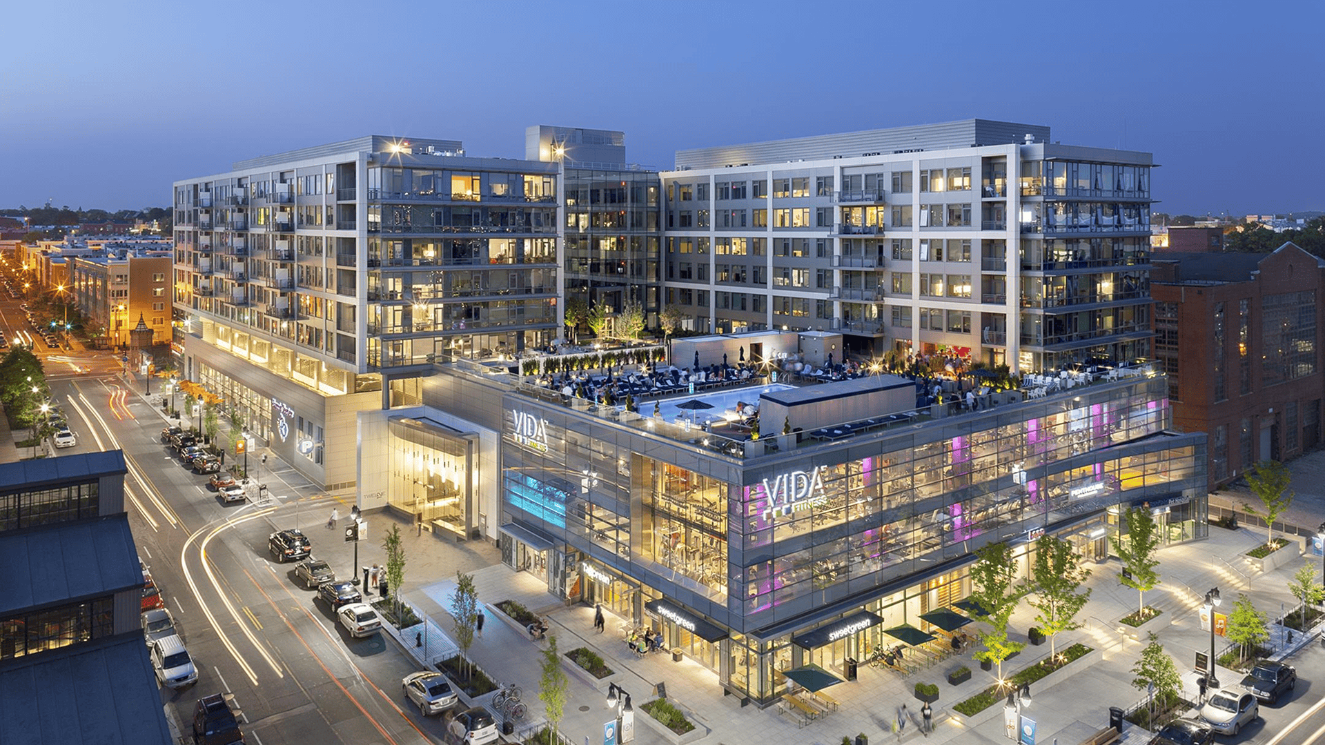 Contemporary apartments with street activity